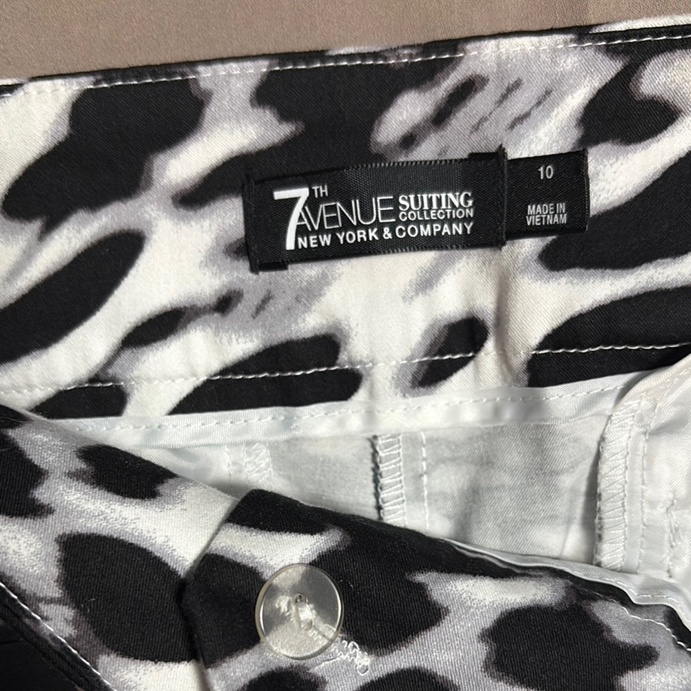 7th Avenue Black and White Animal Print Pants - Picture 2 of 9